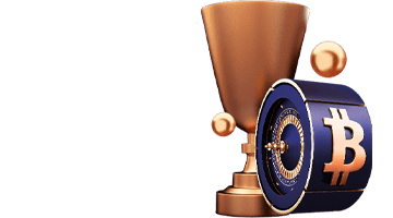 CryptoBoss Casino Tournament: golden trophy combined with a crypto-themed slot reel on a dark background, symbolizing competitive casino tournaments and prize pools.