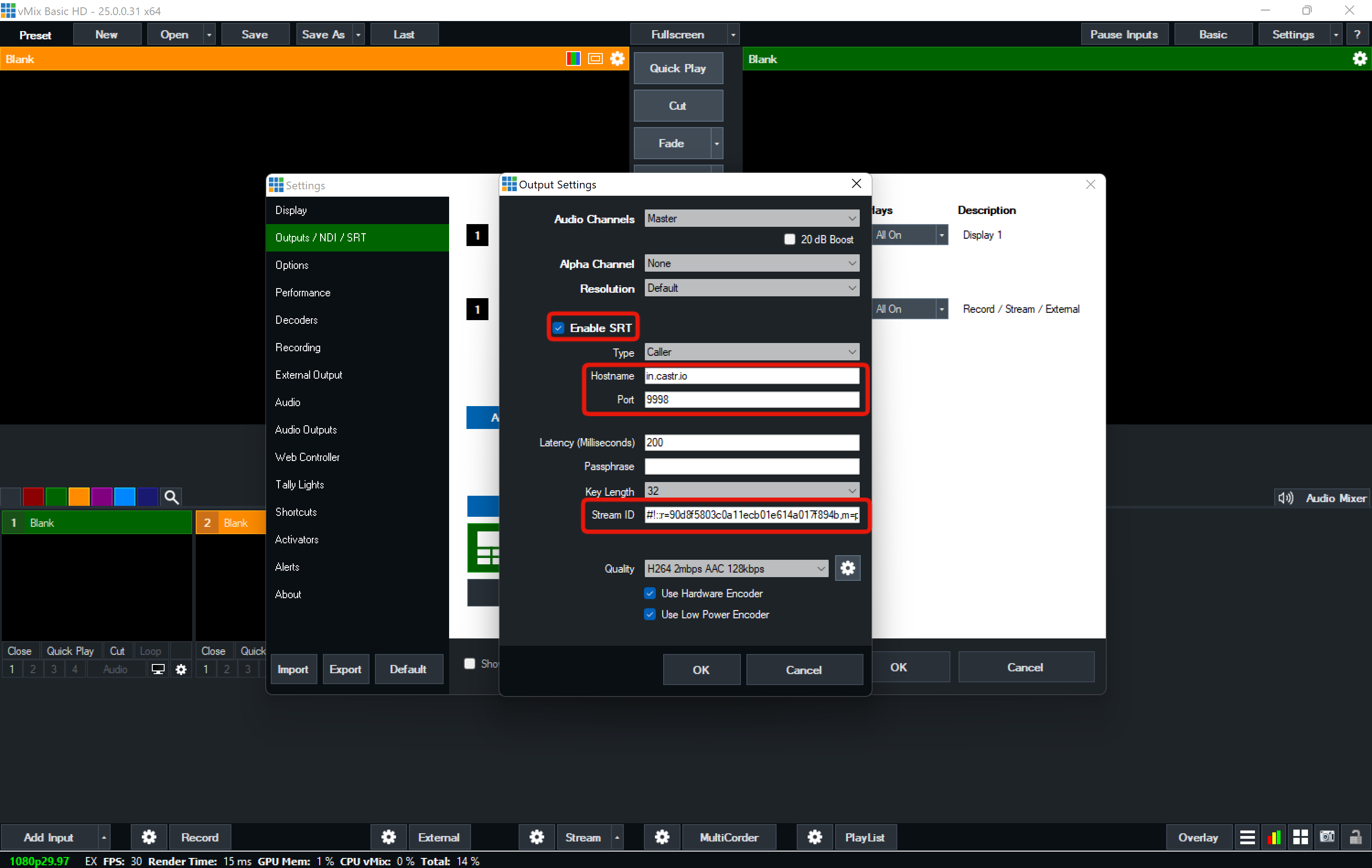 Connect vmix with SRT