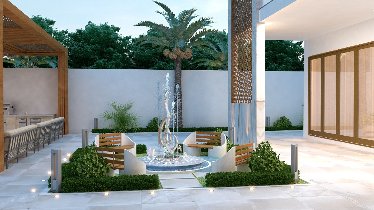 luxury living room with a modern and sophisticated design from landscape company in Dubai