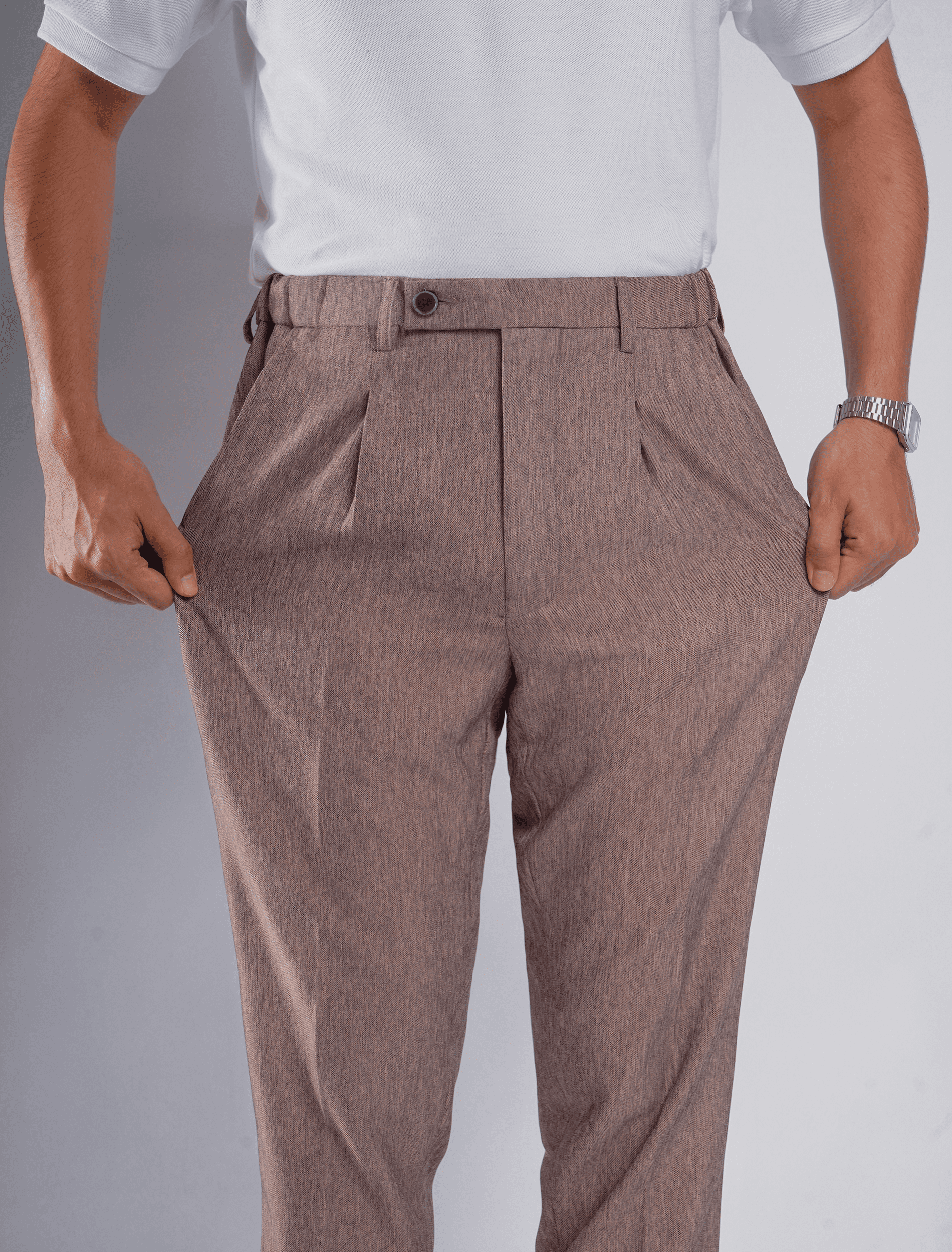Kasual Celana Clay Brown Smart Waist Ankle Solid Pant 2