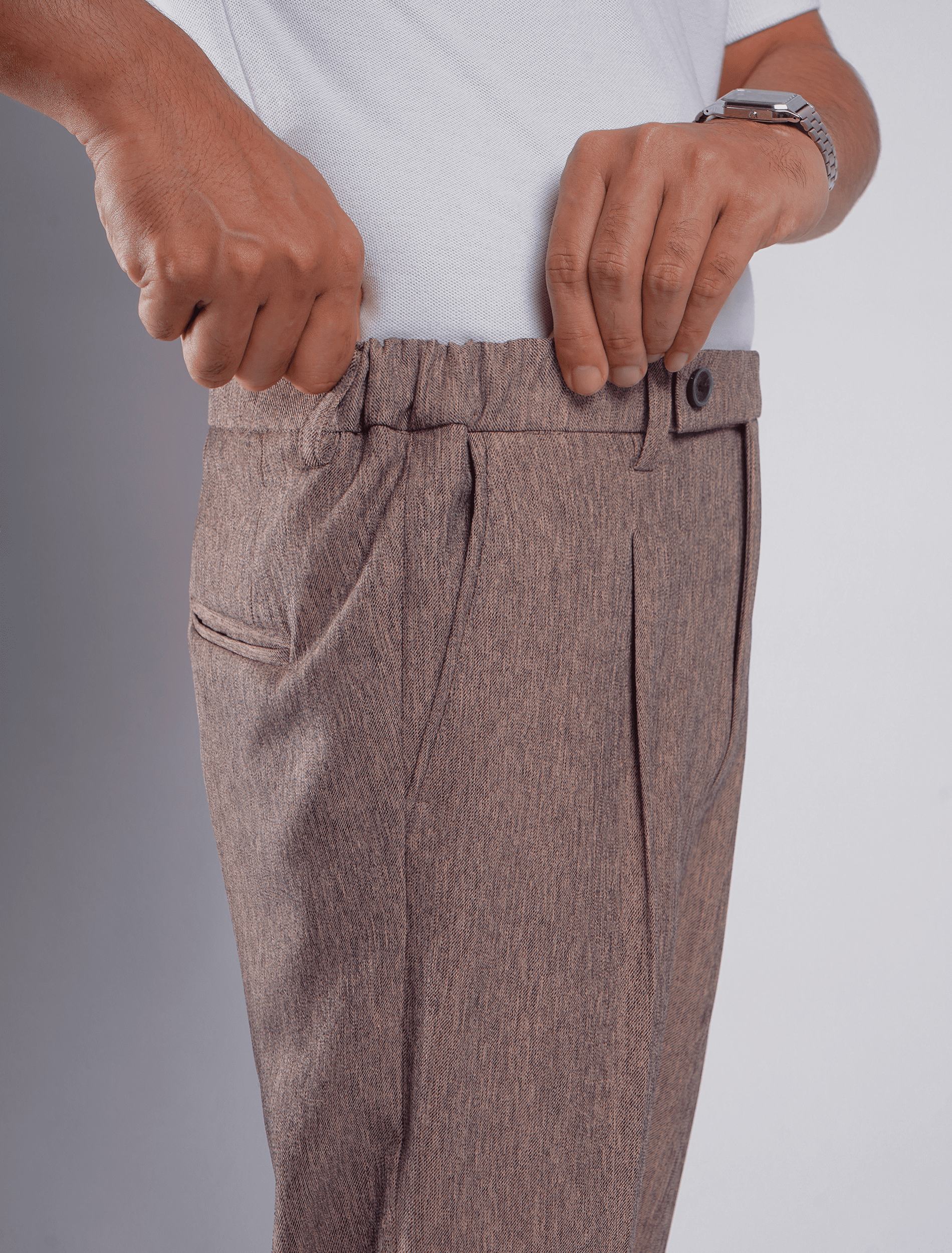 Kasual Celana Clay Brown Smart Waist Ankle Solid Pant