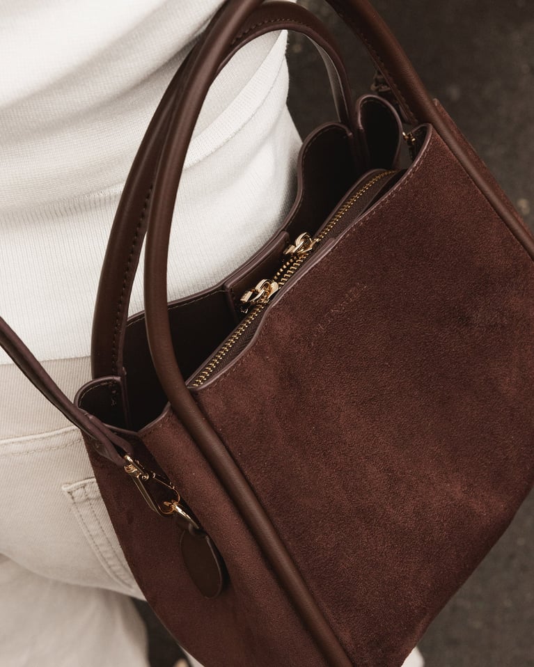 Louenhide Steffie Suede Mini Tote Bag  Chocolate