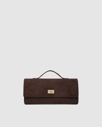 Delaney Clutch Crossbody  - Suede Chocolate