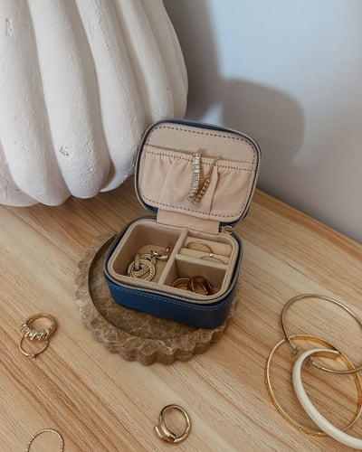 Suzie Jewelry Case - Steel Blue - Lifestyle