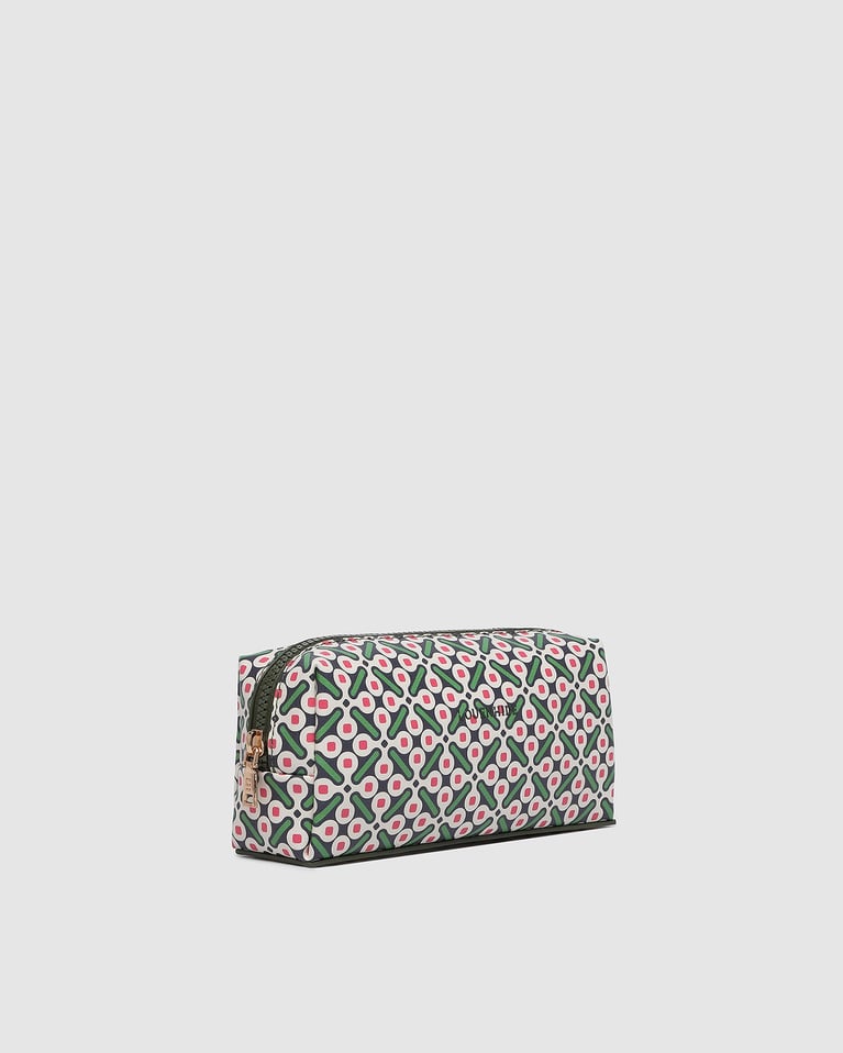 Louenhide Brianna Makeup Bag with Brush Set Retro Olive