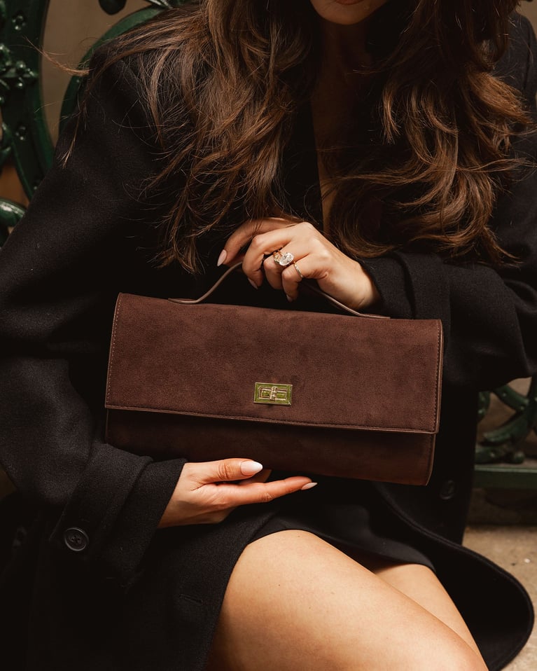 Louenhide Delaney Clutch Crossbody  Suede Chocolate