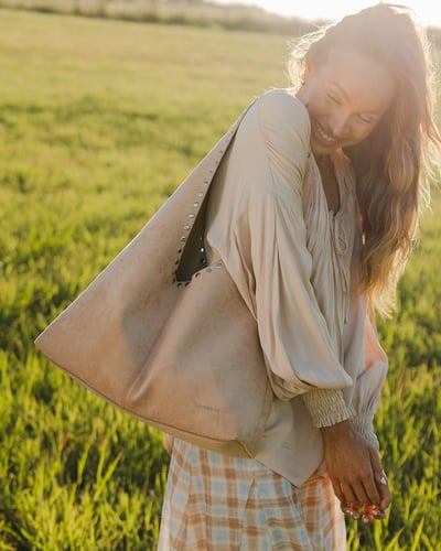 Hailey Suede Shoulder Bag   - Blonde - Lifestyle