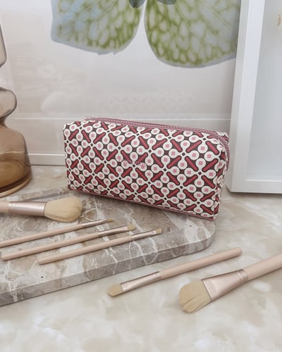 Brianna Makeup Bag with Brush Set - Retro Pink - Lifestyle