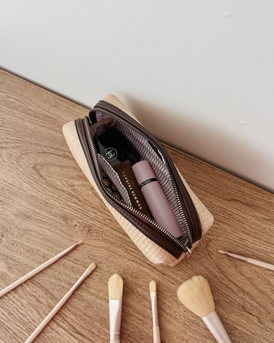 Brianna Makeup Bag with Brush Set - Natural Chocolate - Lifestyle