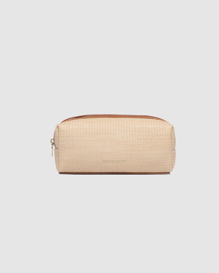 Louenhide Brianna Makeup Bag with Brush Set Natural Tan