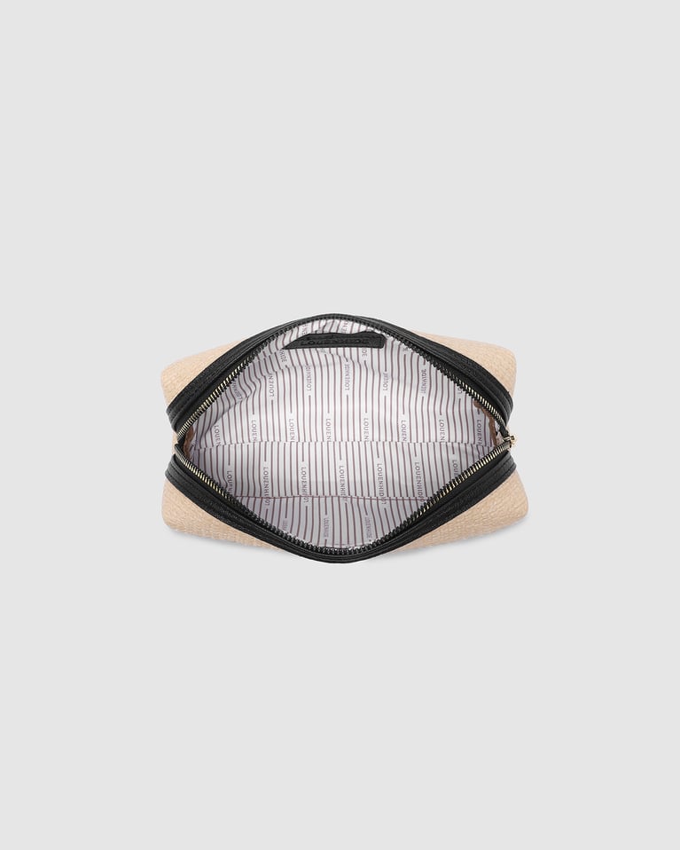 Louenhide Brianna Makeup Bag with Brush Set Natural Black