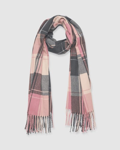 Pink plaid hot sale cashmere scarf