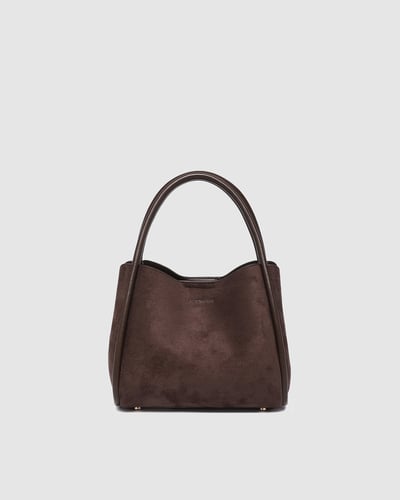 Steffie Suede Mini Tote Bag  - Chocolate
