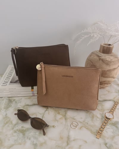 The Everyday Suede Pouch - Chocolate - Lifestyle