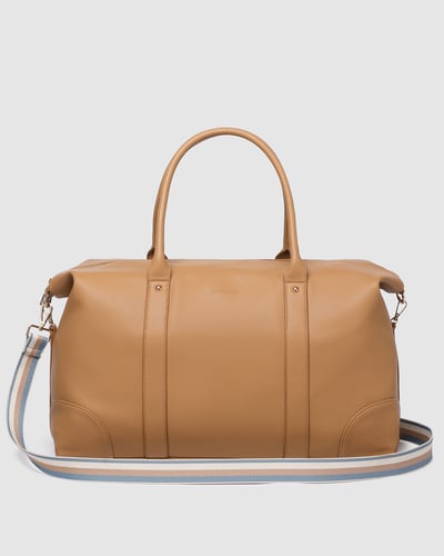 Alexis Stripe Weekender Travel Bag - Camel