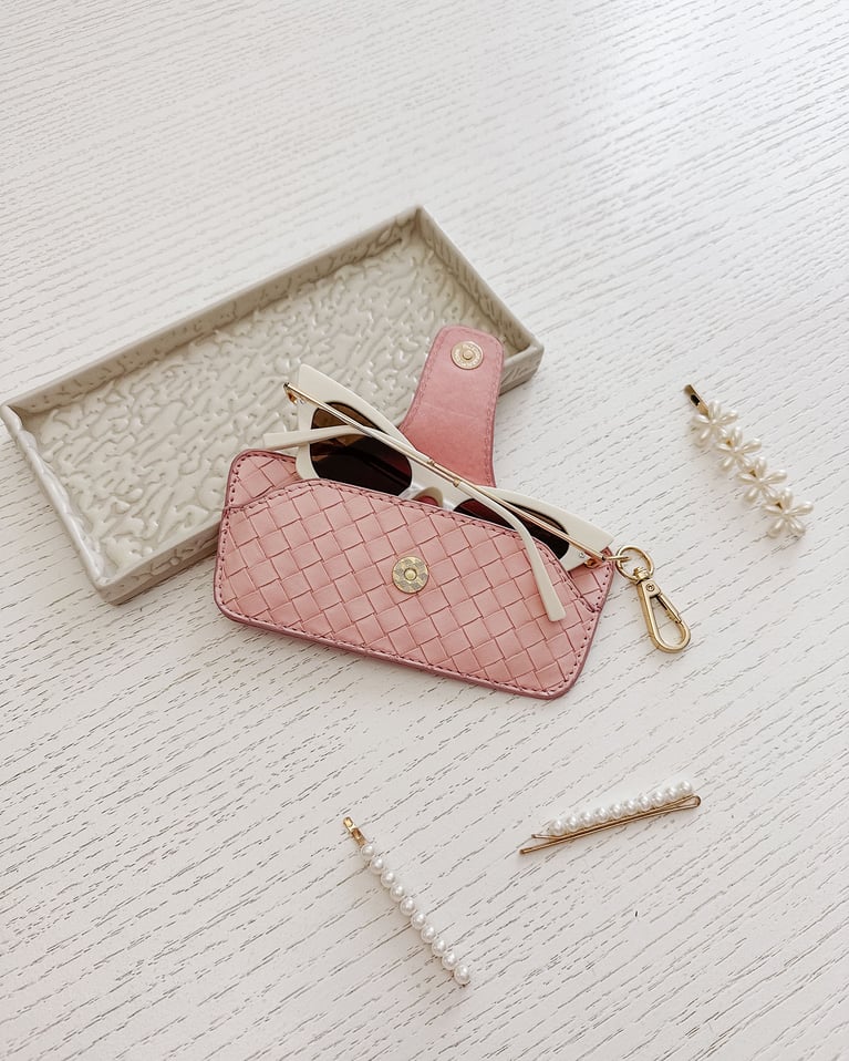 Louenhide Skittle Sunglass Case Woven Pastel Pink