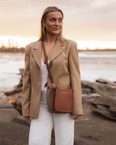 Parker Logo Crossbody Bag - Tan - Lifestyle