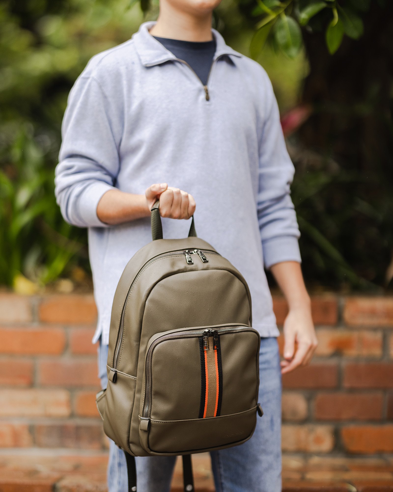 Louenhide Bentley Stripe Backpack Khaki Orange