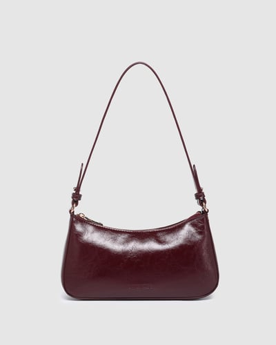Jacqueline Shoulder Bag - Burgundy Patent - Lifestyle