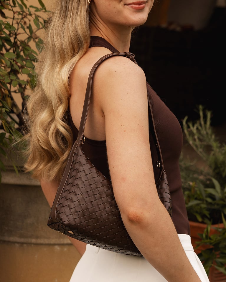 Louenhide Madeline Shoulder Bag Woven Chocolate