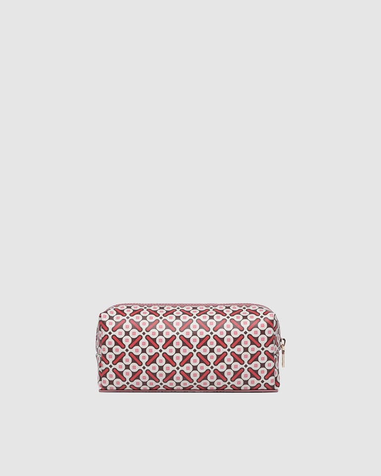 Louenhide Brianna Makeup Bag with Brush Set Retro Pink