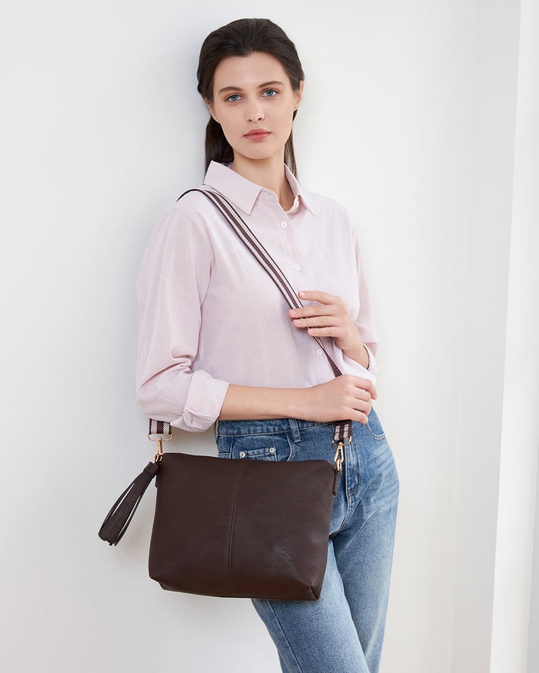 Louenhide Daisy Stripe Crossbody Bag Chocolate