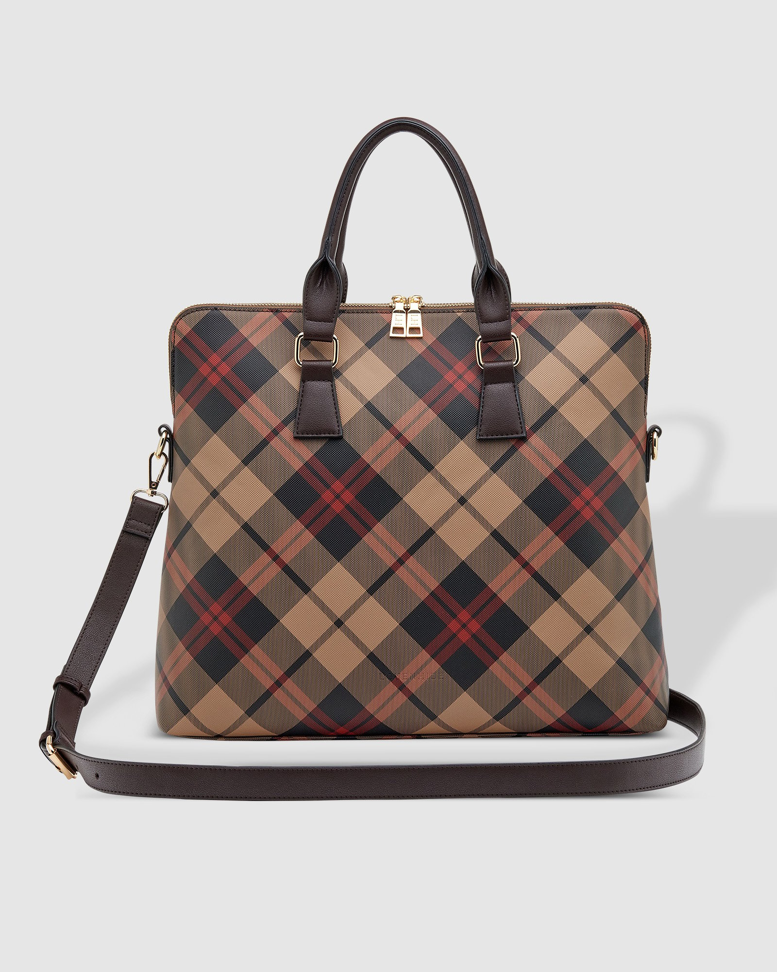 Houston Laptop Bag Plaid Chocolate