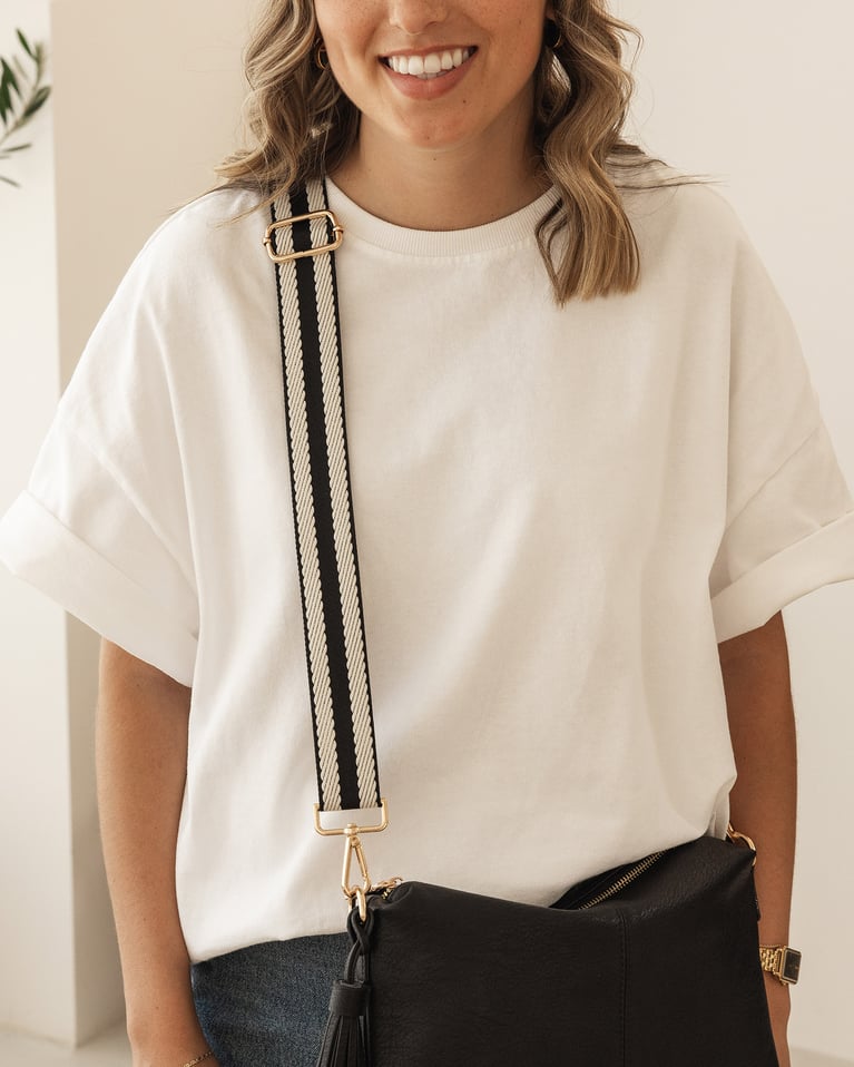 Louenhide Daisy Stripe Crossbody Bag Black