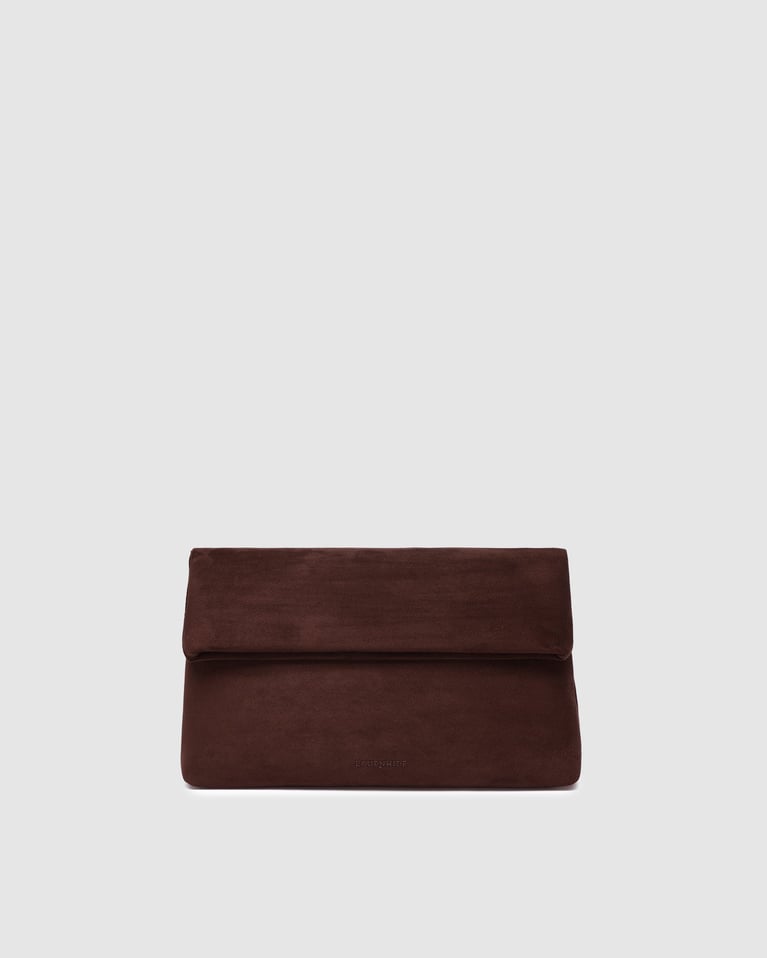 Louenhide Luka Suede Clutch Crossbody  Chocolate