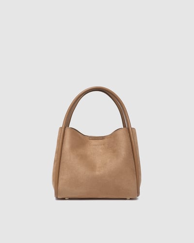 Steffie Suede Mini Tote Bag  - Honey