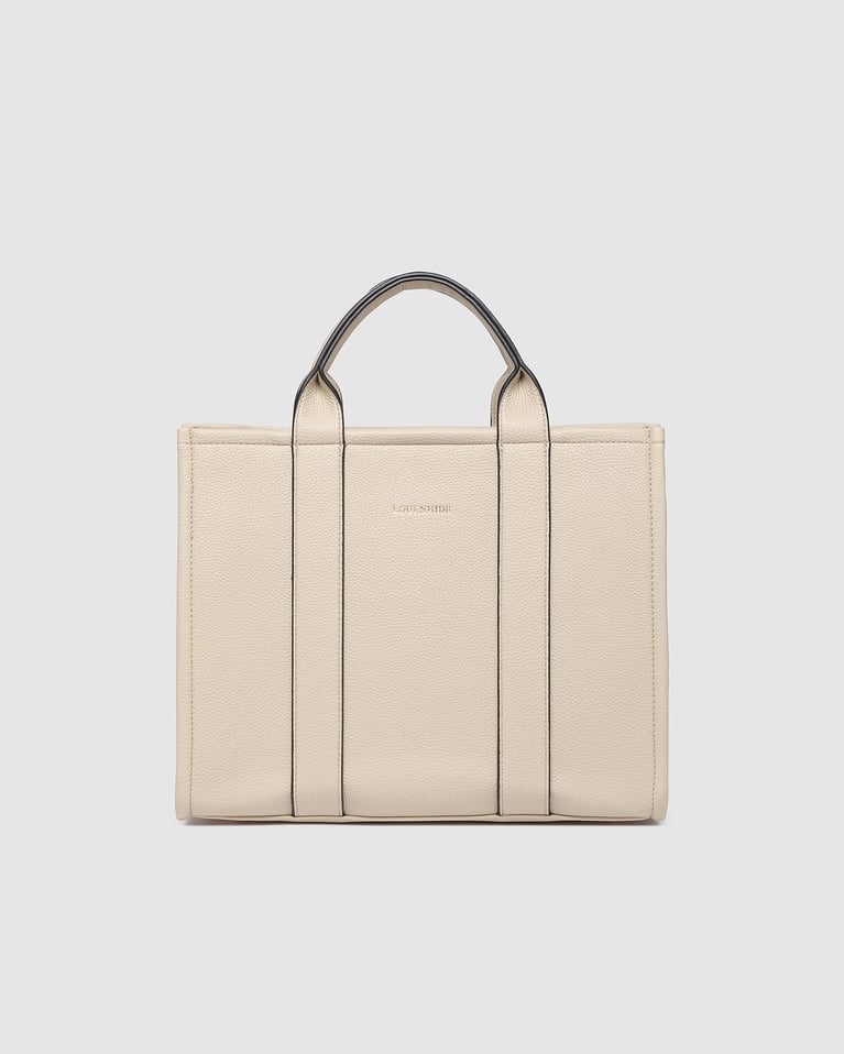 Louenhide Manhattan Tote Bag Biscotti with Black Trim  