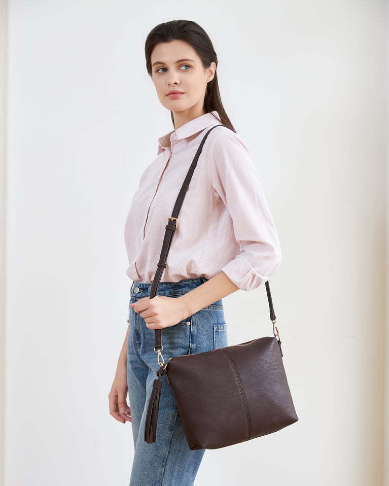 Louenhide Daisy Stripe Crossbody Bag Chocolate