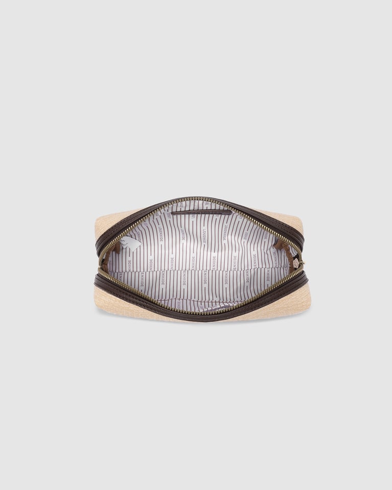 Louenhide Brianna Makeup Bag with Brush Set Natural Chocolate