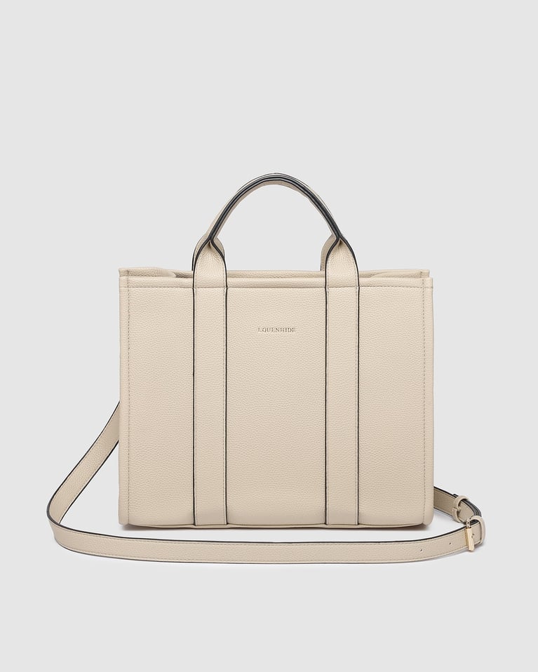 Louenhide Manhattan Tote Bag Biscotti with Black Trim  