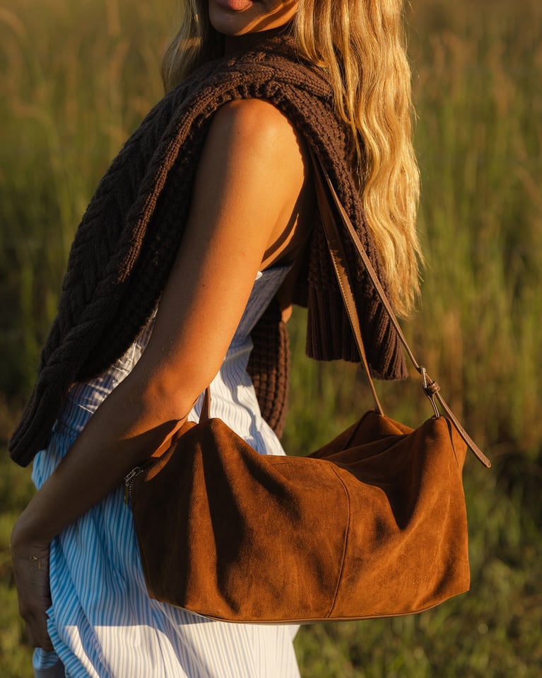 Louenhide Marissa Suede Shoulder Bag  Cognac