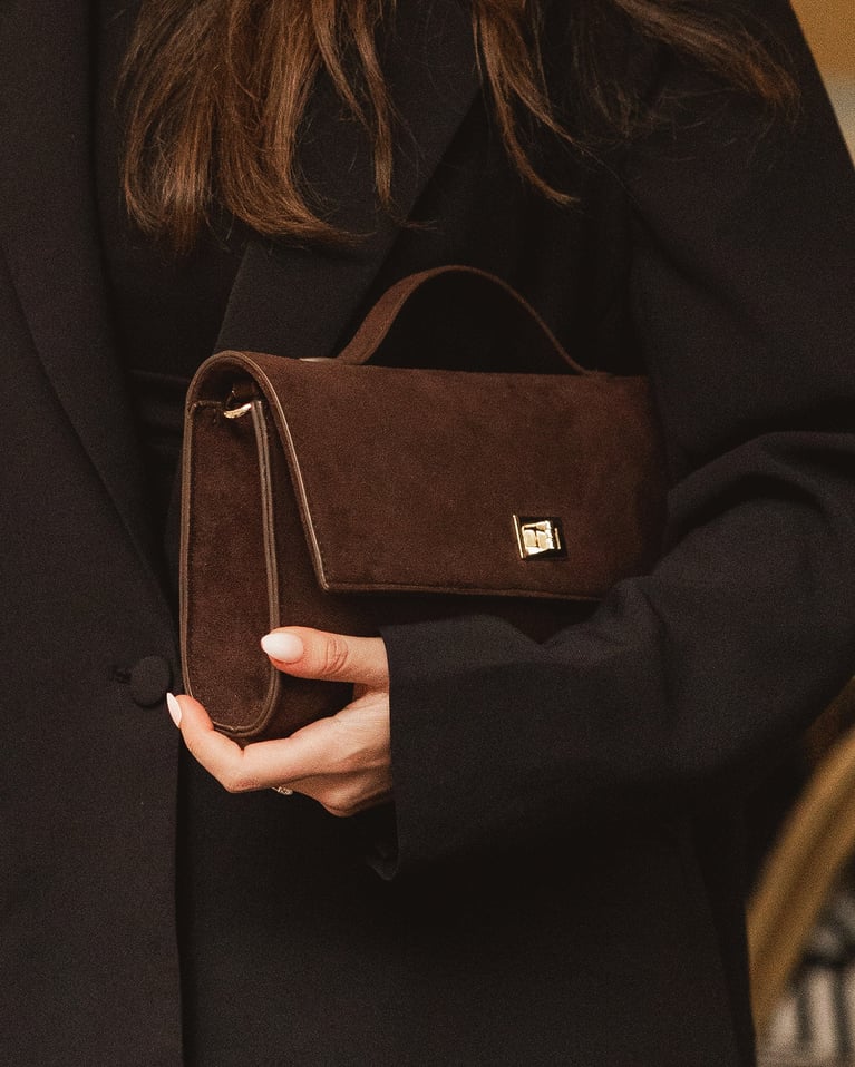 Louenhide Delaney Clutch Crossbody  Suede Chocolate