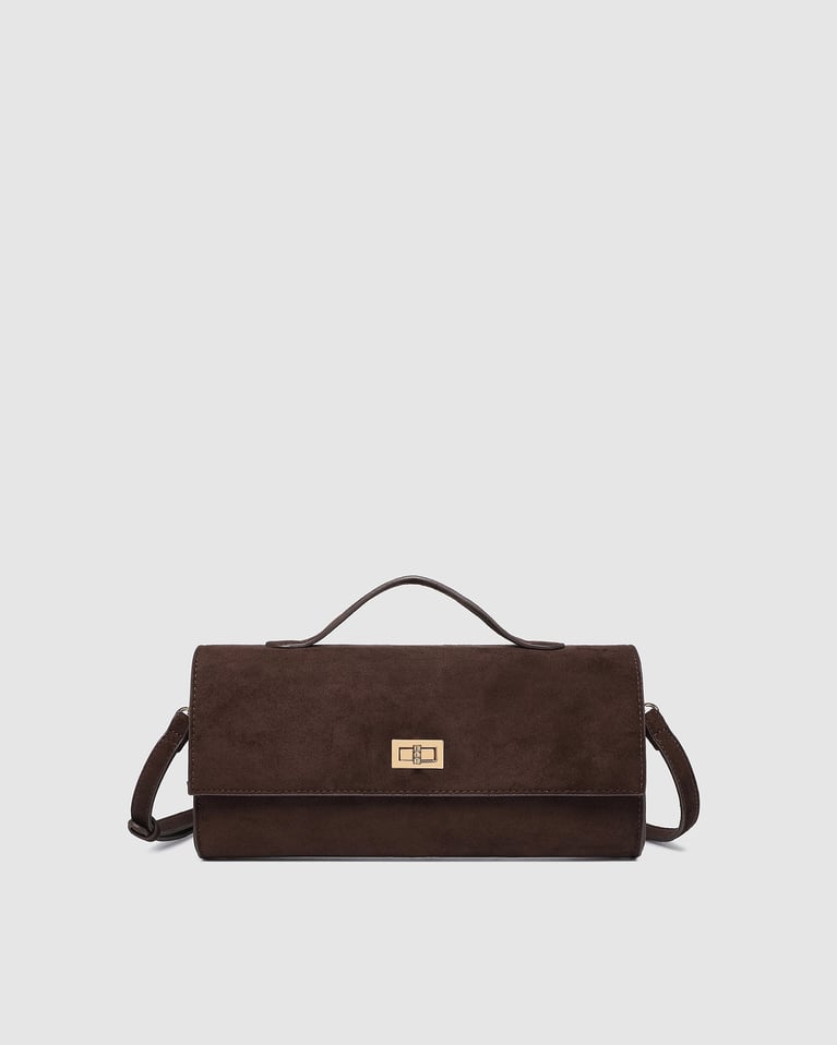 Louenhide Delaney Clutch Crossbody  Suede Chocolate