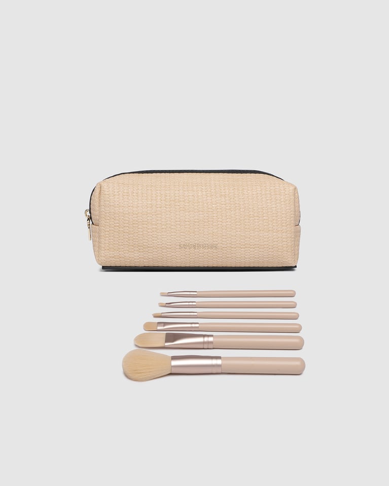 Louenhide Brianna Makeup Bag with Brush Set Natural Black