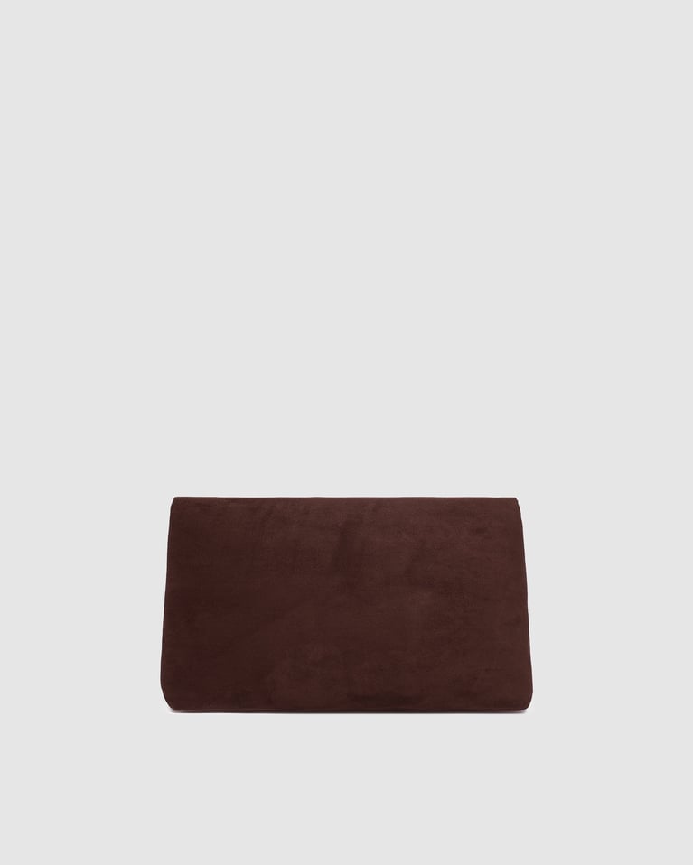 Louenhide Luka Suede Clutch Crossbody  Chocolate