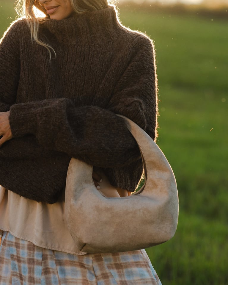 Louenhide Mini Monaco Shoulder Bag Suede Blonde