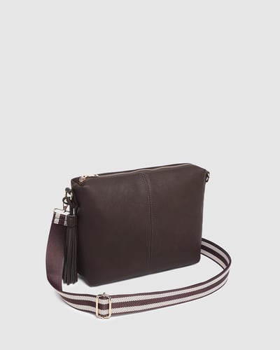 Daisy Stripe Crossbody Bag - Chocolate