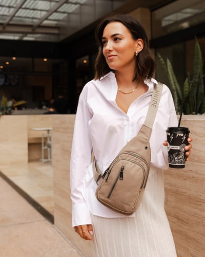 Boyd Nylon Sling Bag - Beige - Lifestyle