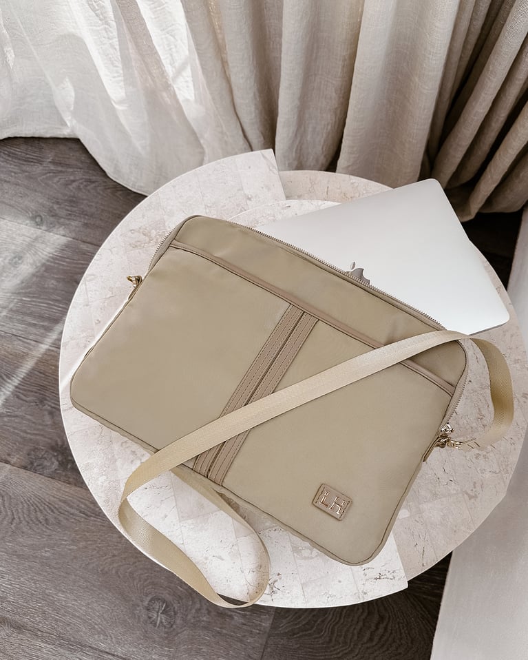 Louenhide Lina Nylon Laptop Sleeve Beige