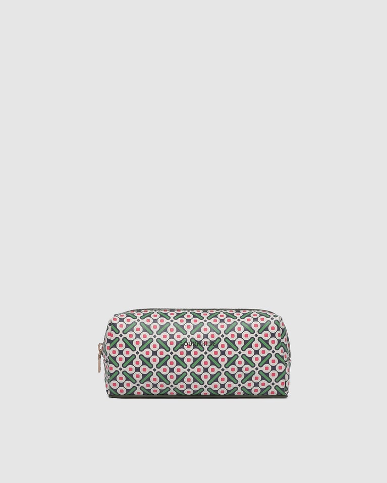 Louenhide Brianna Makeup Bag with Brush Set Retro Olive