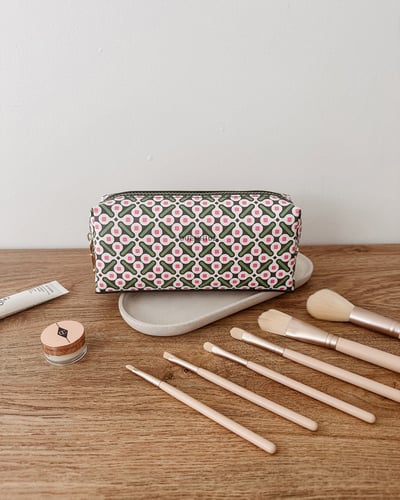 Brianna Makeup Bag with Brush Set - Retro Olive - Lifestyle