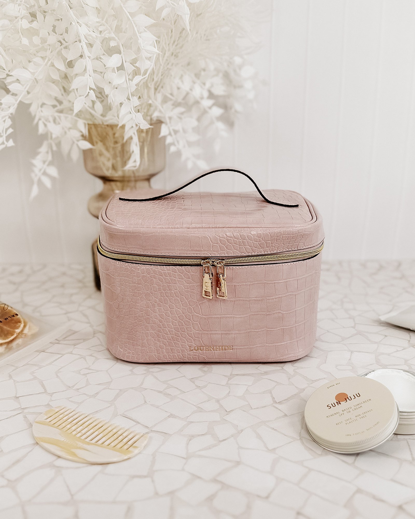 Louenhide Madrid Toiletry Case Croc Pale Pink