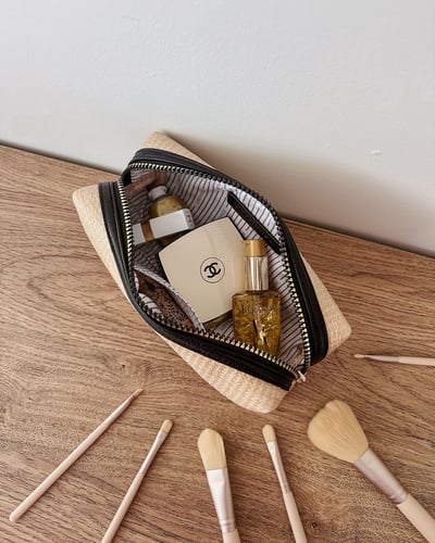 Brianna Makeup Bag with Brush Set - Natural Black - Lifestyle