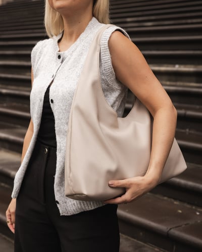 Monaco Shoulder Bag - Oat - Lifestyle