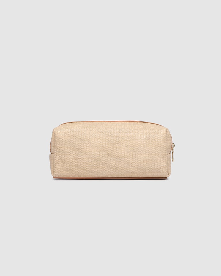 Louenhide Brianna Makeup Bag with Brush Set Natural Tan
