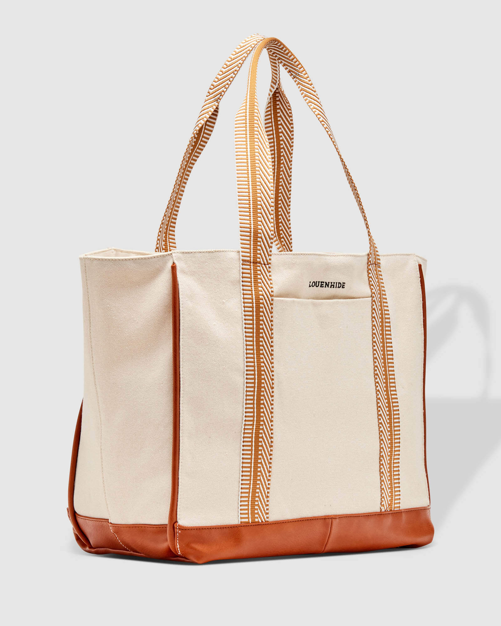 Large Canvas Tote Bag With Pockets & Zipper in Beige – Harlow & Lloyd